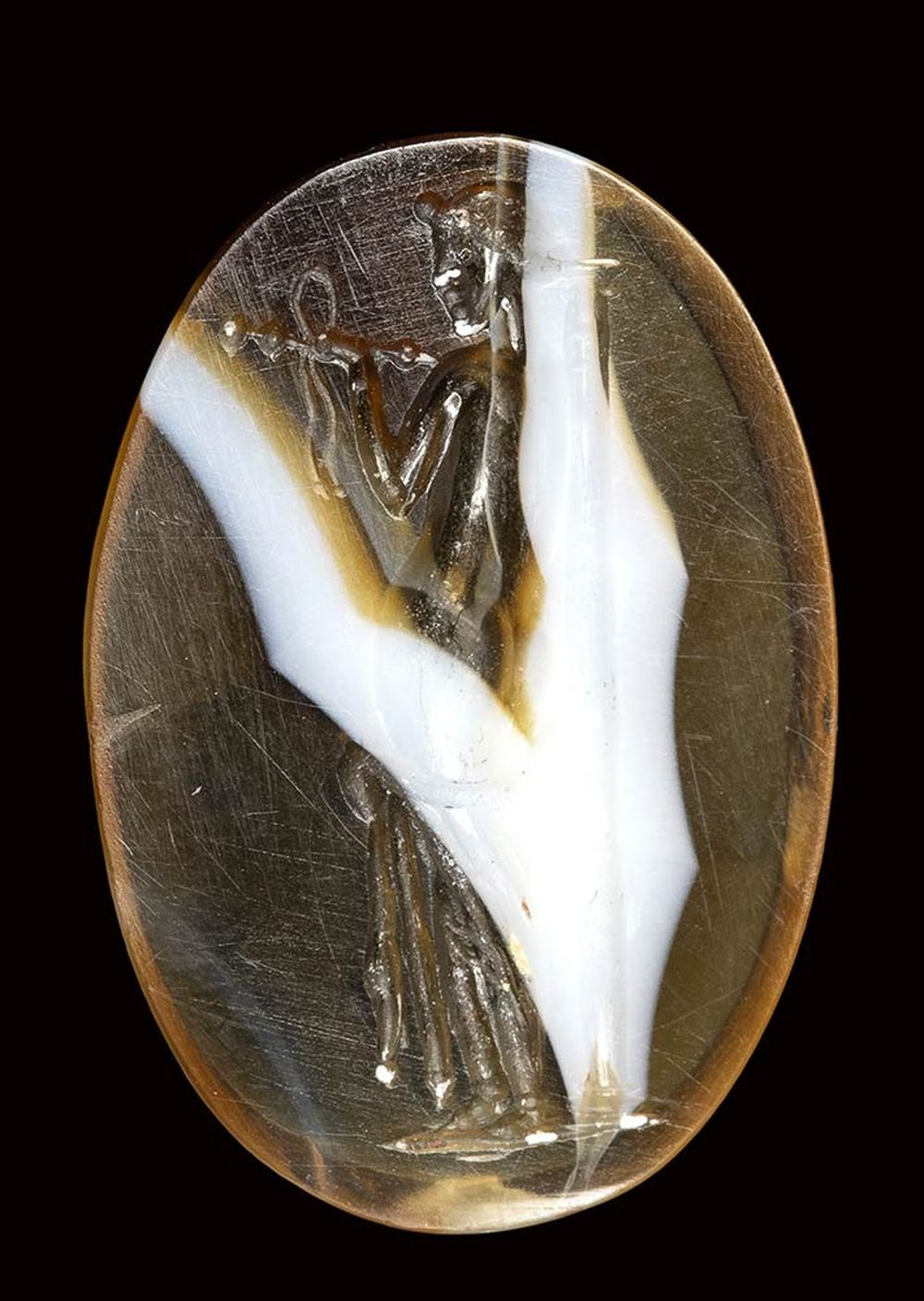 A large roman italic banded agate intaglio. Venus with a column.2nd century B.C. - Image 5 of 5