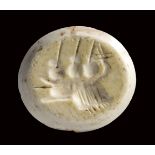 A roman burnt agate intaglio. Warship. 2nd - 3rd century A.D.