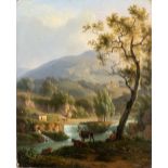 MARTIN VERSTAPPEN (Antwerpen, 1773 - Rome, 1852): Hilly landscape with oxen, 1815
