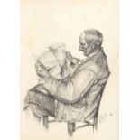 RUGGERO FOCARDI (Florence, 1864 - Livorno, 1934): Old man reading