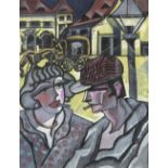 HUGO SCHEIBER (Budapest, 1873 - 1950): Couple smoking together