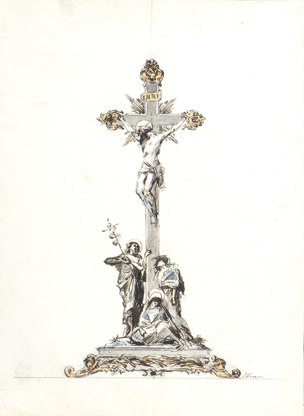 ETTORE FERRARI (Rome, 1845 - 1929): Crucifixion