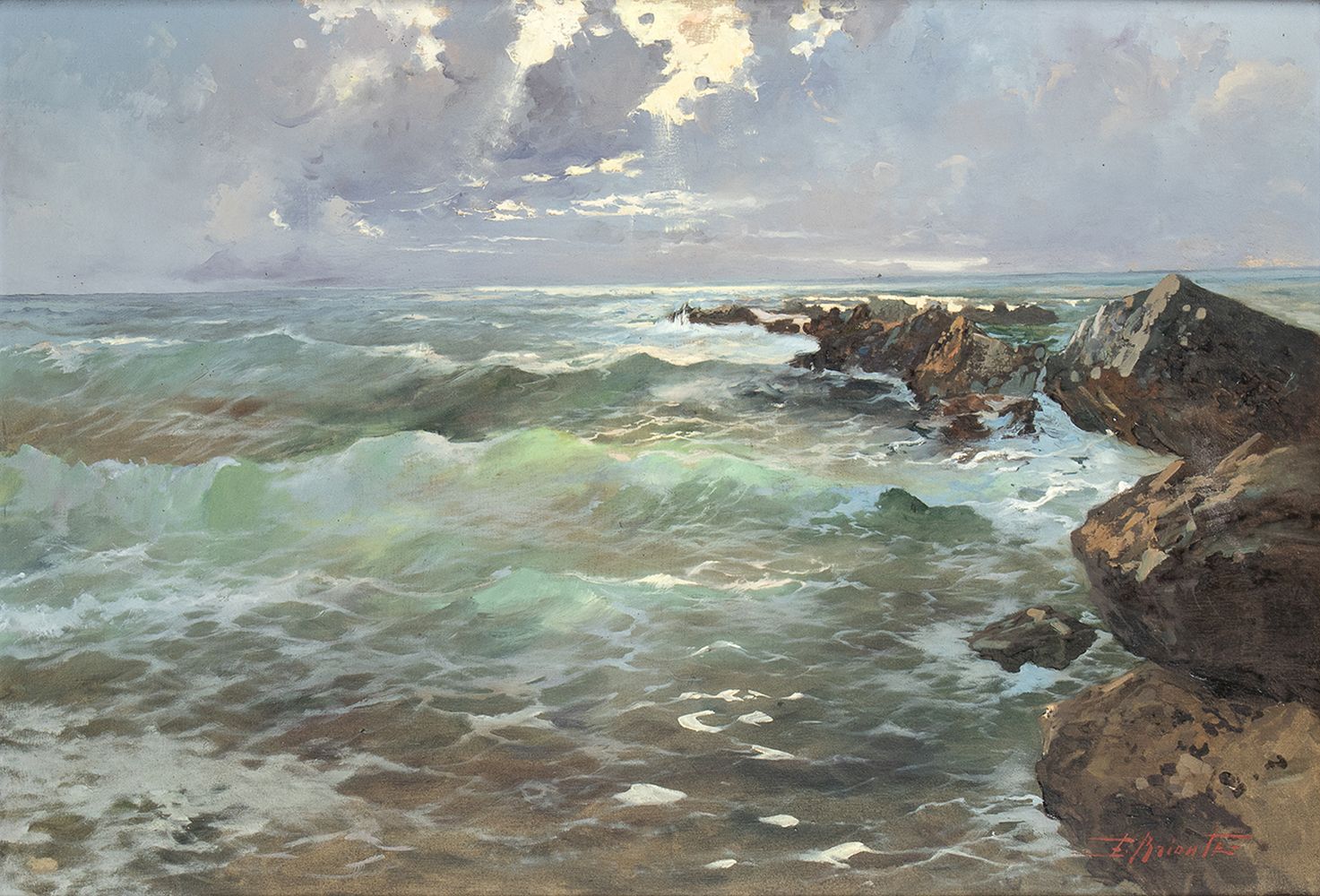 EZELINO BRIANTE (Naples,1901 - Rome, 1971): Seascape