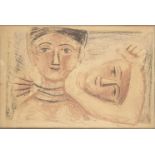 MASSIMO CAMPIGLI (Berlin, 1895 - Saint-Tropez, 1971): Monotype, two women