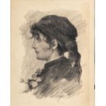 ATTR. SILVESTRO LEGA (Modigliana, 1826 - Florence, 1895): Woman profile portrait