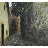 MICHELE CASCELLA (Ortona, 1892 - Milan, 1989) : Village alleyway