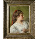VITO D'ANCONA (Pesaro, 1825 - Firenze, 1884): Giovane donna che fuma (studio), 1878 ca.