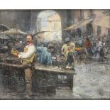 GIOVANNI PANZA (Miseno, 1894 - Naples, 1989): Market scene
