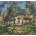 ANTONIO CANNATA (Polistena, 1895 - Rome, 1960) : Landscape with huts