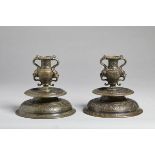 Pair of engraved candelabra