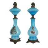 PAIRE DE GRANDES LAMPES A HUILE VERS 1900