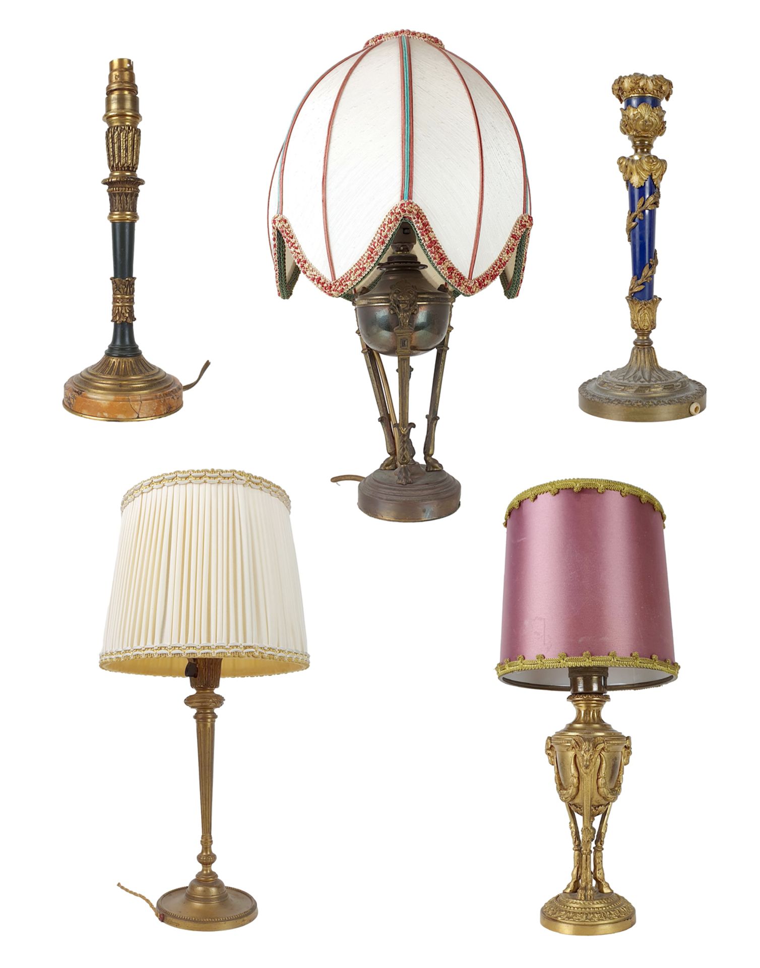 SUITE DE CINQ LAMPES, 19ème SIECLE