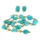 COLLIER ET PAIRE DE CLIPS D'OREILLES TURQUOISE