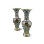 A MIRROR PAIR OF ‘THREE FRIENDS OF WINTER’ CLOISONNE BEAKER VASES China, Late Qing Dynasty,