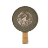 A BRONZE HAND MIRROR / FACE MIRROR ADORNED WITH THE MON OF THE MORI CLAN Japan, Meiji to Taisho