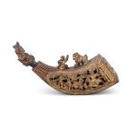 A PARTIAL GILT WOODEN MODEL OF A DRAGON BOAT China and possibly Ningbo of Zhejiang,