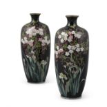 A PAIR OF SIGNED CLOISONNE VASES Japan, Meiji to Taisho period Adorned in vivid enamels with