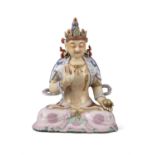 A LARGE FAMILLE ROSE MOULDED PORCELAIN OF AMITHABA / BUDDHA China, 20th century The god is