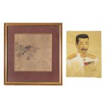 A GROUP OF TWO (2) PIECES China and varia The first one is a framed ‘bird and flowers’ print on