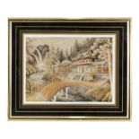 AN EMBROIDERY OF NIKKO TEMPLE Japan, Taisho to Showa Framed with a glass. Dimensions (the sole