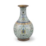 A CLOISONNE ENAMEL ‘LOTUS’ BOTTLE VASE IN THE MANNER OF THE STUDIO LAO TIAN LI China,