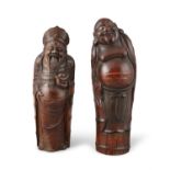 A GROUP OF TWO (2) BAMBOO CARVINGS / SCULPTURES Japan, Meiji to Taisho One depicting hotei.