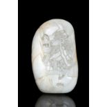 A RUSSET AND WHITE JADE ‘LANDSCAPE’ BOULDER China, Attributed to Qing Dynasty Carved out of a