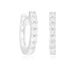 A PAIR OF DIAMOND HOOPS, each frontispiece set with brilliant-cut diamonds, mounted in 18K gold,