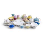 A PARAGON PORCELAIN PART TEA-SERVICE, C.1930, and a collection of multi-coloured tea cups and