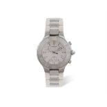 A STAINLESS STEEL CHRONOGRAPH STRAP WRISTWATCH WITH DATE, BY CARTIER, 21 Model, white dial with