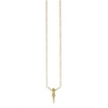 A GOLD PENDANT ON CHAIN, the cable-link chain centring a pendant modelled as Jesus accented with