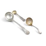 A VICTORIAN SILVER FRENCH PATTERN HANDLED SAUCE LADLE, London c.1844, mark William Eaton; together