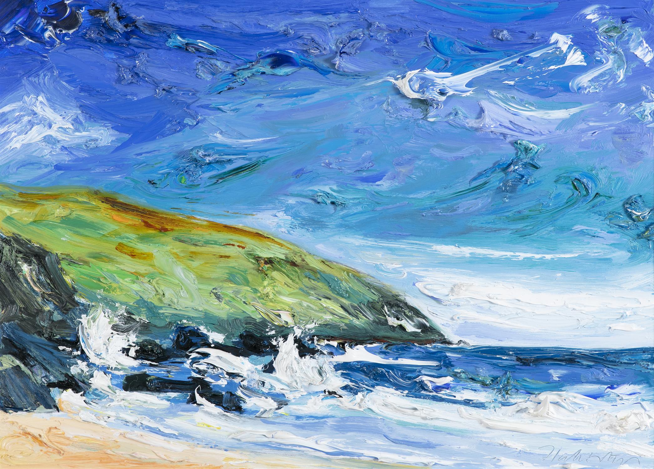 Michael Flaherty (b.1950) Towards Slea Head Oil on board, 46 x 61cm (18 x 24'') Signed; also