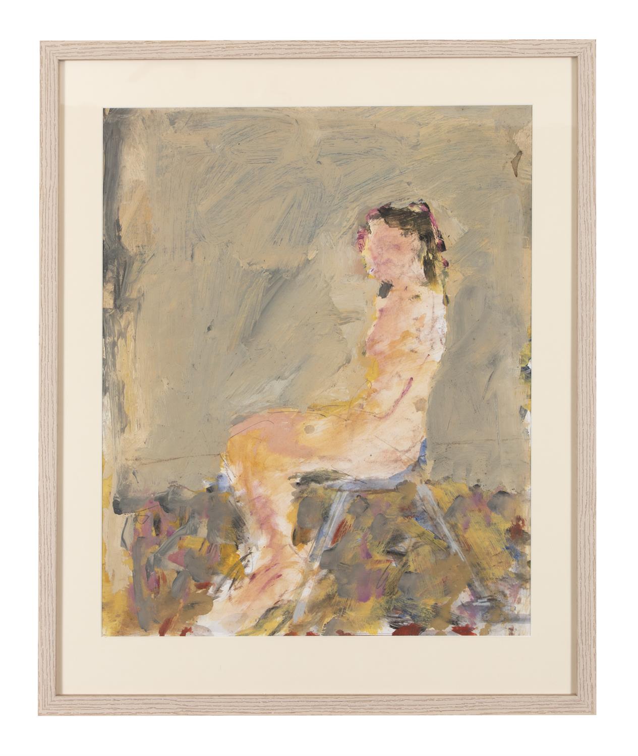 Basil Blackshaw HRHA RUA (1932-2016) Seated Female Nude Oil and watercolour on paper, - Image 2 of 3