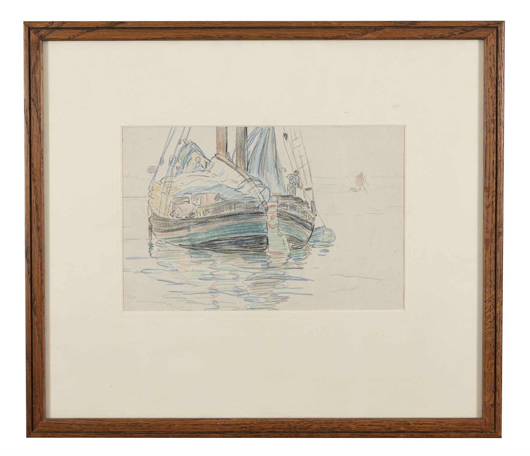 Mary Swanzy HRHA (1882-1978) A Heavenly Laden Fishing Vessel Pastel on paper 16. - Image 2 of 3