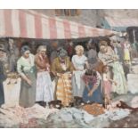 James Le Jeune RHA (1910-1983) Market at Annecy Oil on canvas, 35 x 45.7cm (14 x
