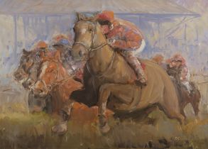 Patrick Copperwhite (b.1935) Over the Sticks Oil on canvas, 45.5 x 61cm (18 x