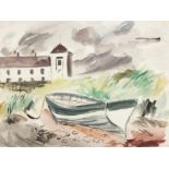 Norah McGuinness HRHA (1901-1980) The Coastguard Station Gouache, 35 x 49cm (13¾ x 19¼'') Signed