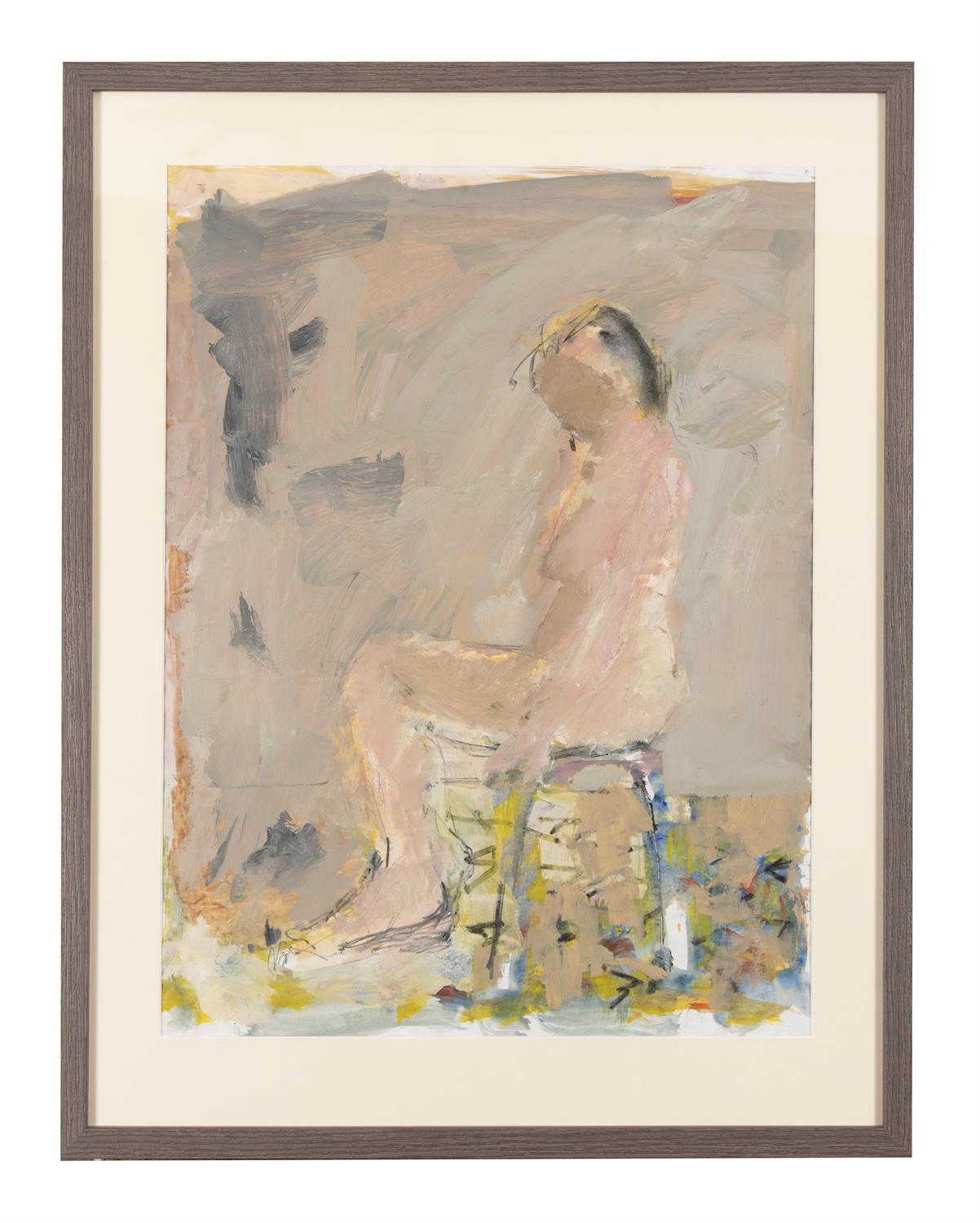 Basil Blackshaw HRHA RUA (1932-2016) Seated Female Nude Oil and watercolour on paper, - Image 2 of 2