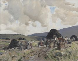 James Humbert Craig RHA RUA (1877-1944) Loading the Turf, Co. Mayo Oil on canvas,
