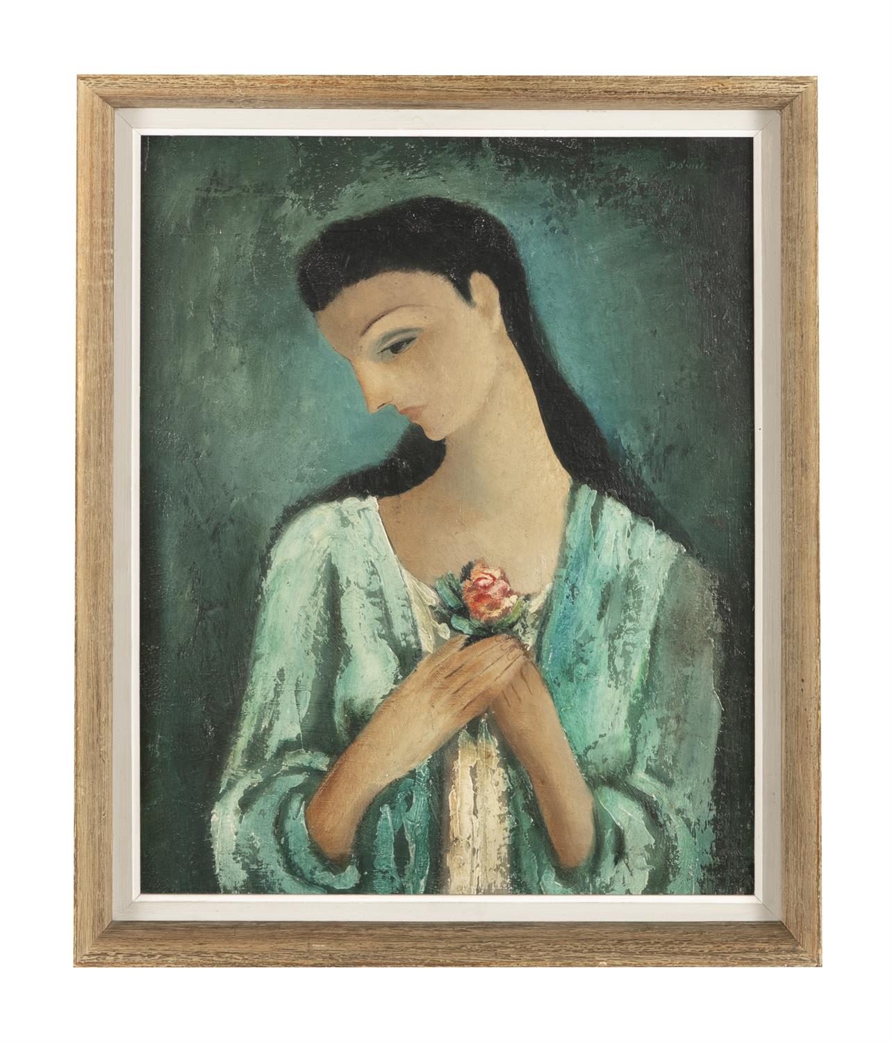 Daniel O'Neill (1920-1974) Girl with a flower Oil on board, 50 x 40cm (19.6 x 15. - Image 2 of 3