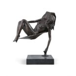 James Osborne (1940 - 1992) The Hammock Bronze on black marble base, 47cm (18½") high (53cm high