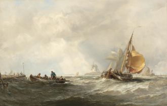 Edwin Hayes RHA RI ROI (1819-1904) Dutch Boat on the Seldoft Oil on canvas, 60 x 39cm (23¾ x