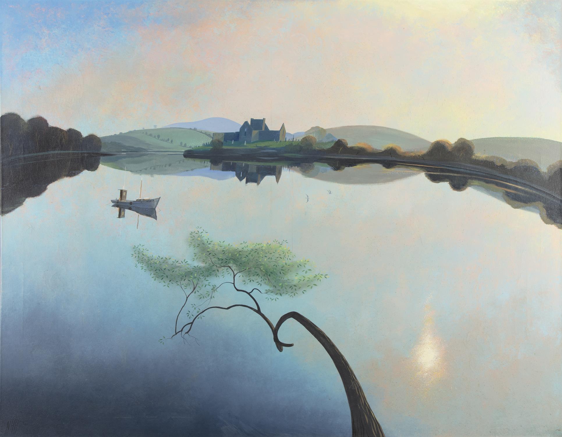 Nicholas Hely Hutchinson (b.1955) Still Morning, Burrishoole Abbey Oil on canvas,