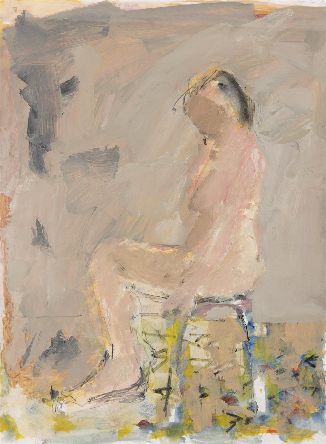 Basil Blackshaw HRHA RUA (1932-2016) Seated Female Nude Oil and watercolour on paper,