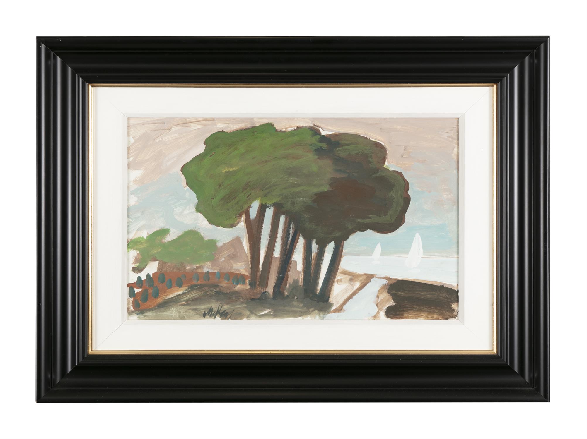 Markey Robinson (1918-1999) Trees on the Shore Gouache on board, 31 x 47cm (12¼ x 18½'') Signed - Image 2 of 4