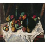 Peter Collis RHA (1919 – 2012) Still Life with Fruit and Green Plate Oil on canvas,