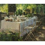 Mark O'Neill (b.1963) Al Fresco Table Oil on board, 48 x 58cm (19 x 22¾") Signed and dated 1997