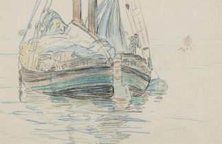 Mary Swanzy HRHA (1882-1978) A Heavenly Laden Fishing Vessel Pastel on paper 16.