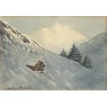 William Percy French (1854-1920) Alpine Mountain Scene Watercolour, 17 x 24.5cm (6¾ x
